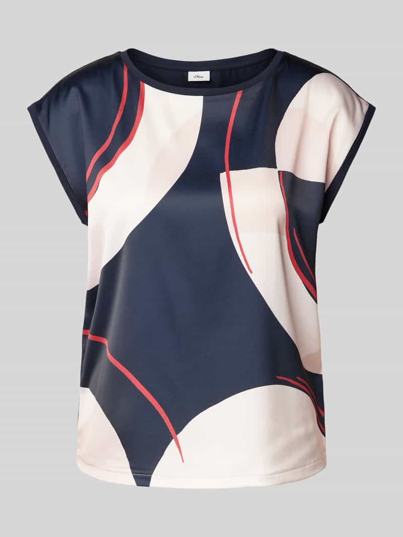 s.Oliver BLACK LABEL Regular fit top van materiaalmix met geometriisch motief