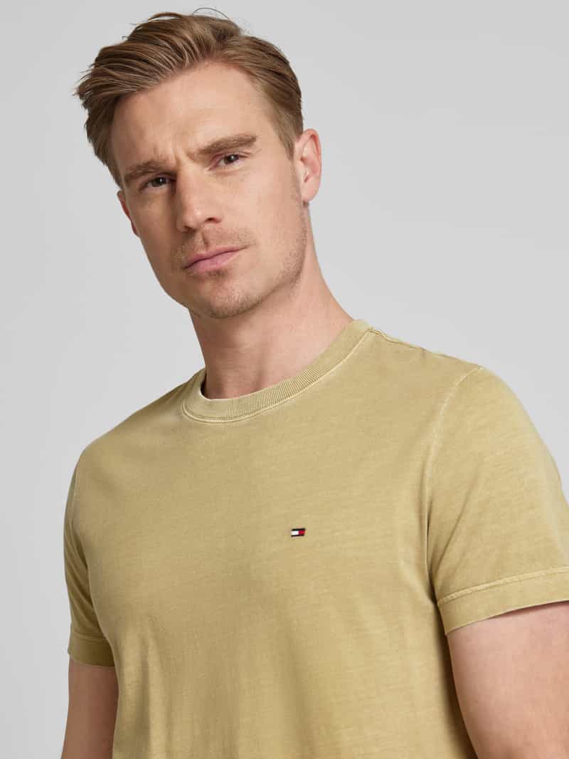 Tommy Hilfiger Slim fit T-shirt met logostitching model 'GARMENT'