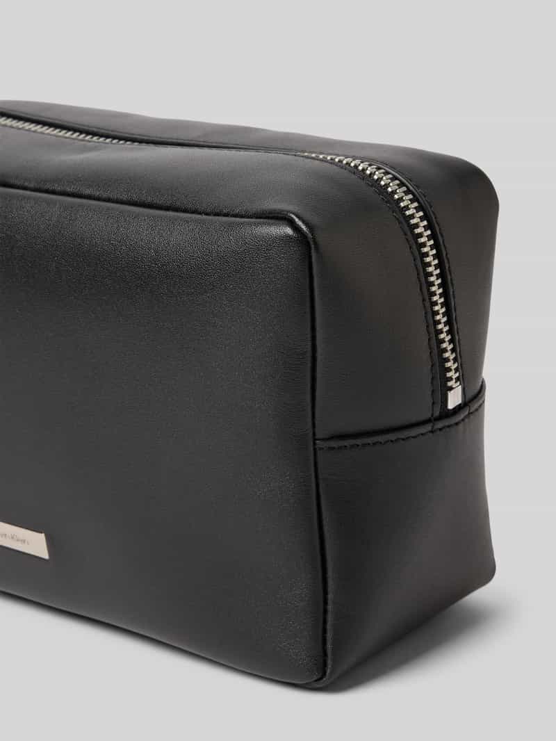 CK Calvin Klein Toilettas van echt leer model 'Plaque'