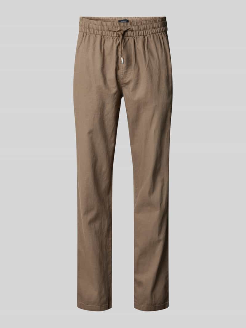 Matinique Regular fit linnen broek met elastische band model 'barton'