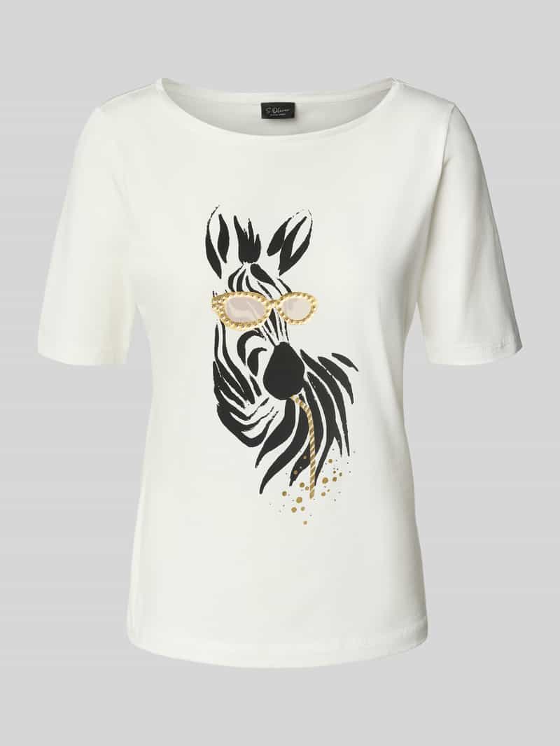 s.Oliver BLACK LABEL Slim fit T-shirt van katoenmix