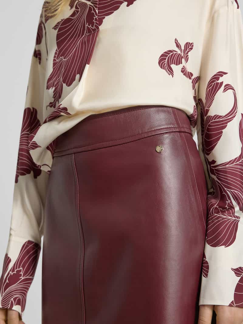 Marc Cain Minirok in leerlook met naadritssluiting