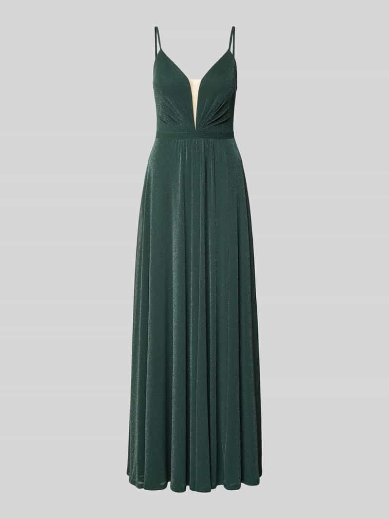 VM by Vera Mont Schimmerndes Abendkleid mit Drapierungen und rückseitigem Cut Out in Dunkelgruen, Größe 40 209930340