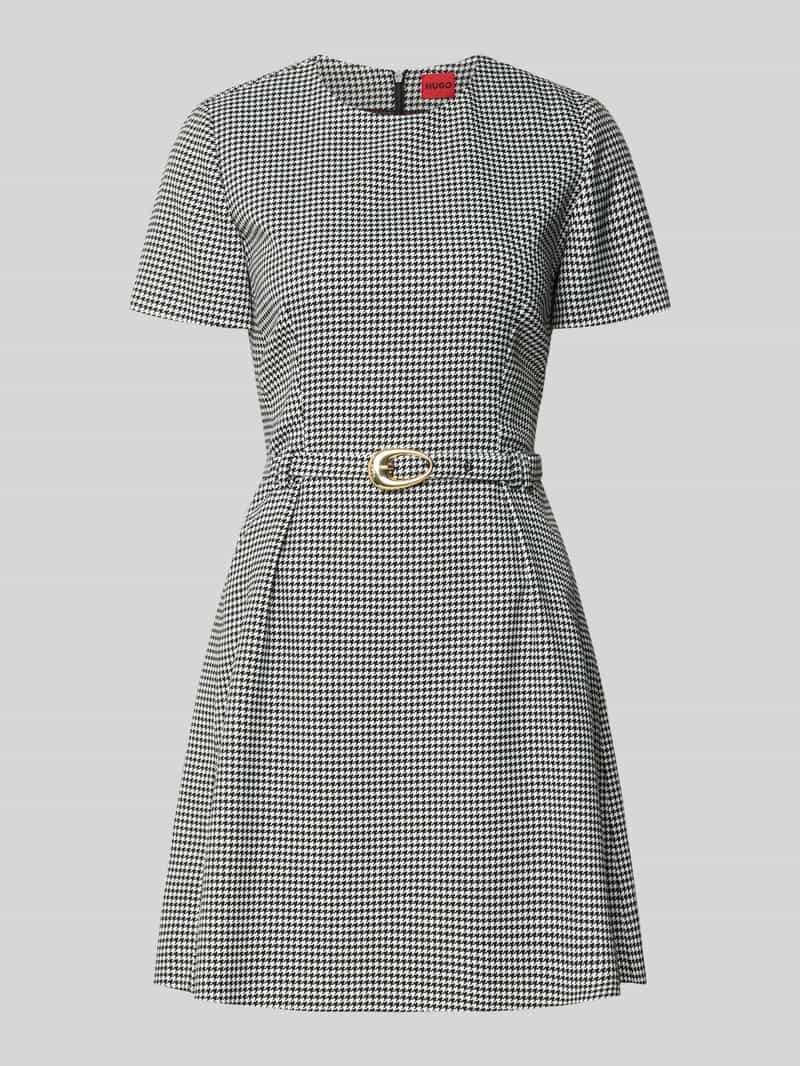 HUGO Getailleerde kokerjurk van viscosemix model 'KIMISE'