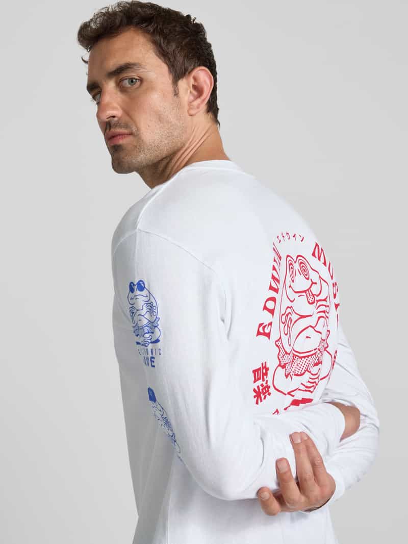 Edwin Shirt met lange mouwen met labelprints model ' MUSIC CHANNEL'
