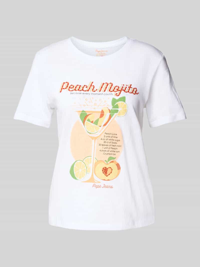 Pepe Jeans T-shirt met motief- en statementprint model 'VIOLA'
