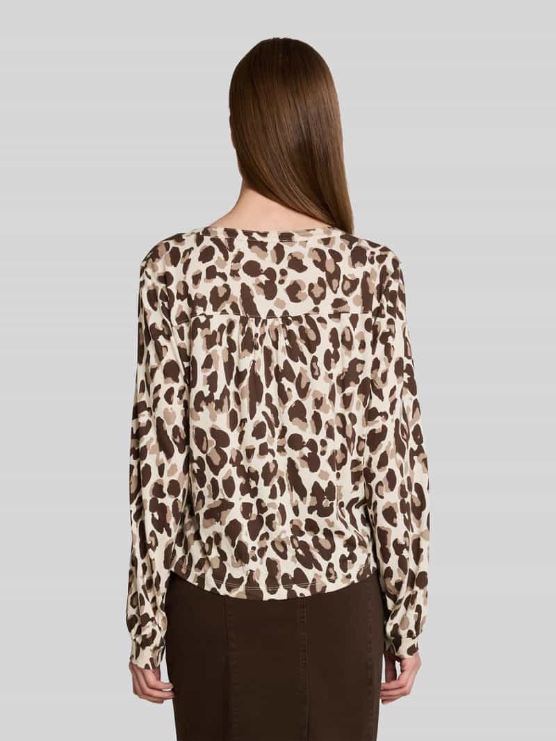 Tom Tailor Regular fit blouse met lange mouwen van mix van katoen en modal