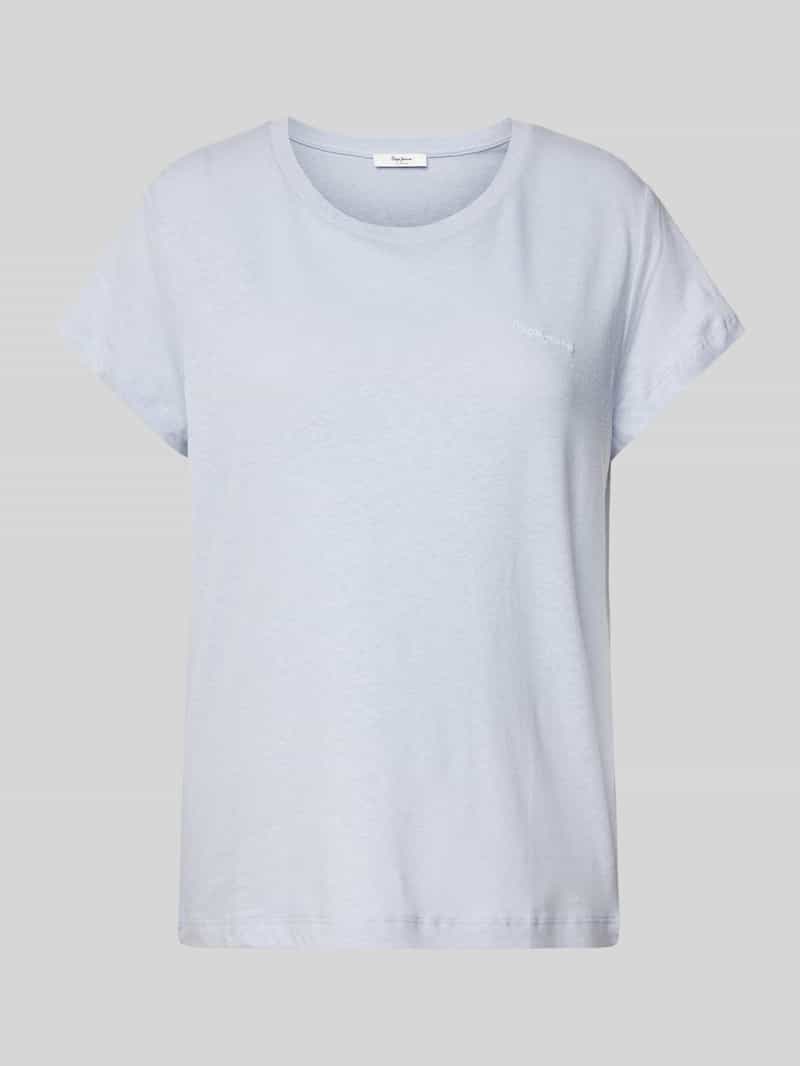 Pepe Jeans T-shirt met geribde ronde hals model 'MEGAN'