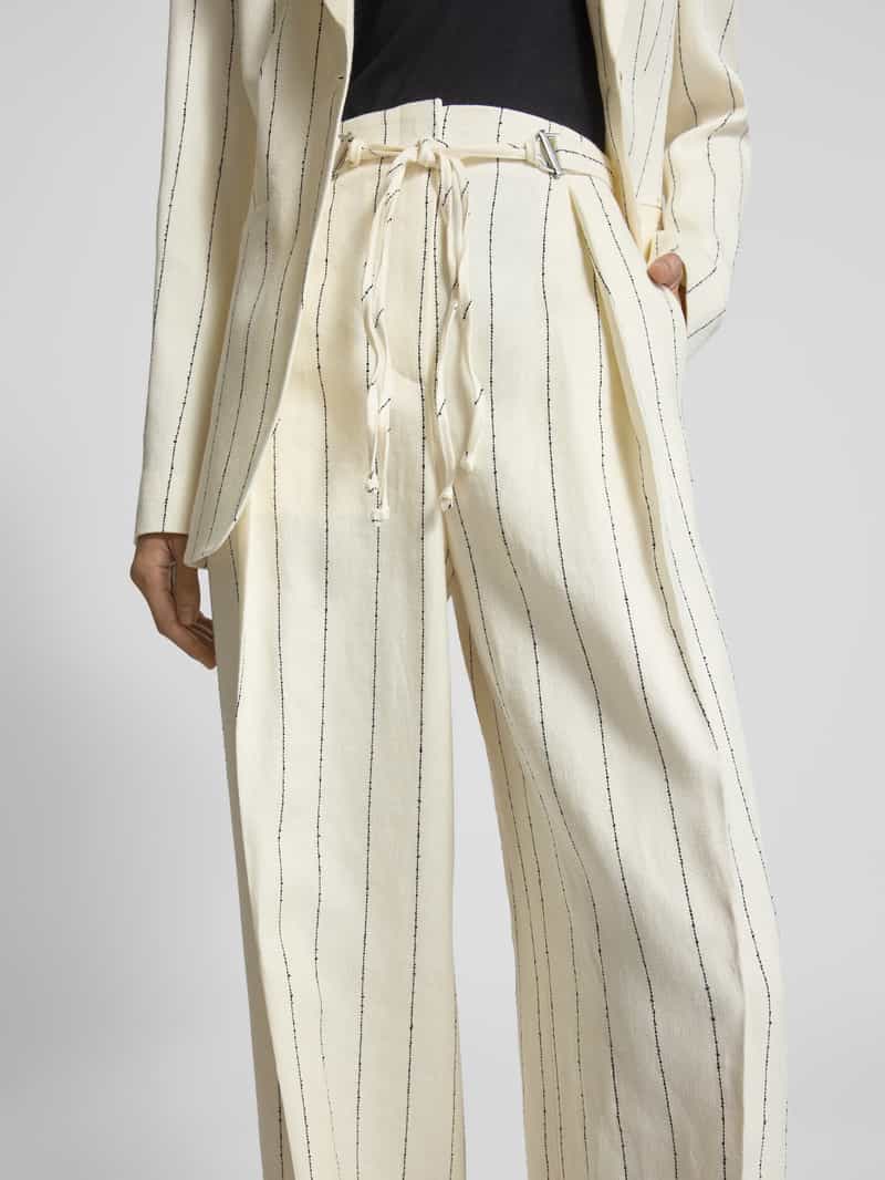 Boss Wide leg linnen broek met strikceintuur model 'Tiana'