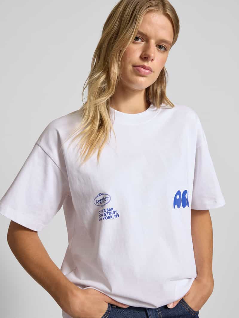ANOTHER COTTON LAB Oversized T-shirt met labelprint model 'Oyster and Champagne'