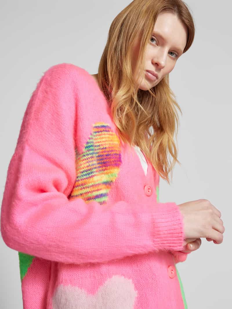miss goodlife Oversized gebreid jack van een mix van wol en alpaca met knoopsluiting