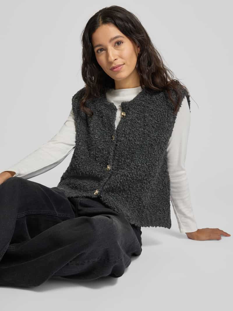 VILLA SOPHIE Loose fit mouwloos vest met Mix van wol en mohair en viscose Model 'VIOLA'