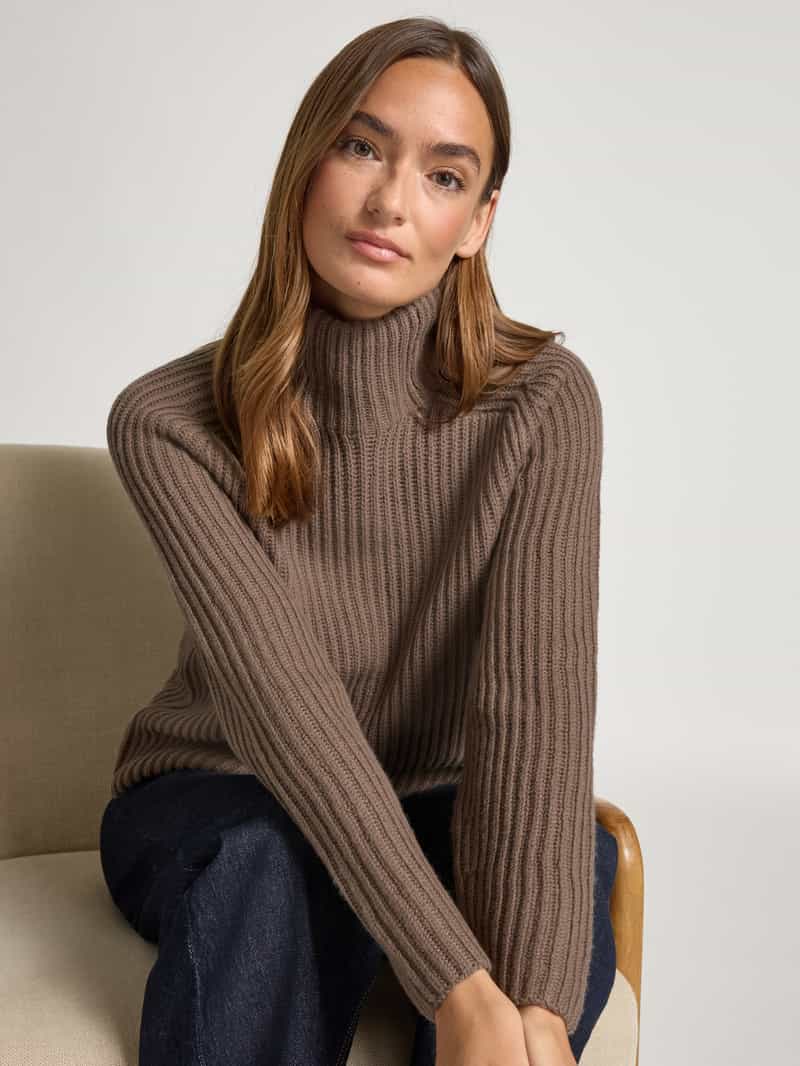 MOS MOSH Gebreide pullover met opstaande kraag model 'Thyra'