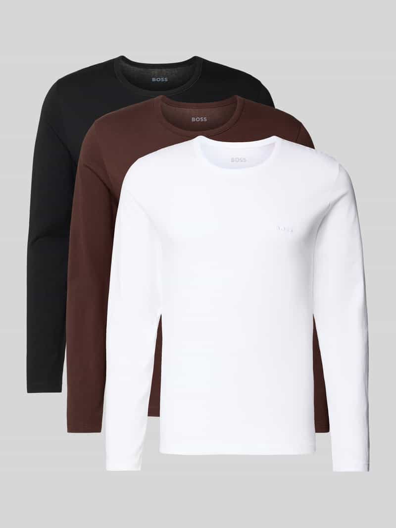 Regular fit shirt met lange mouwen van puur katoen in set van 3