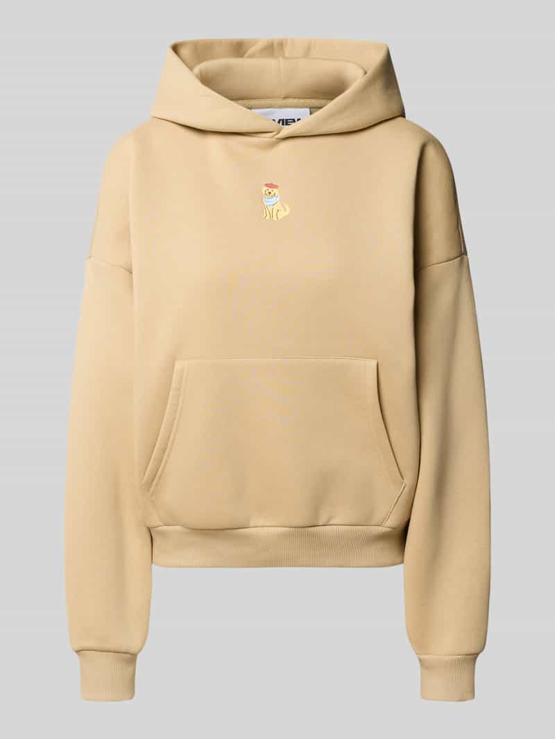 Hoodie met motiefstitching en kangoeroezak