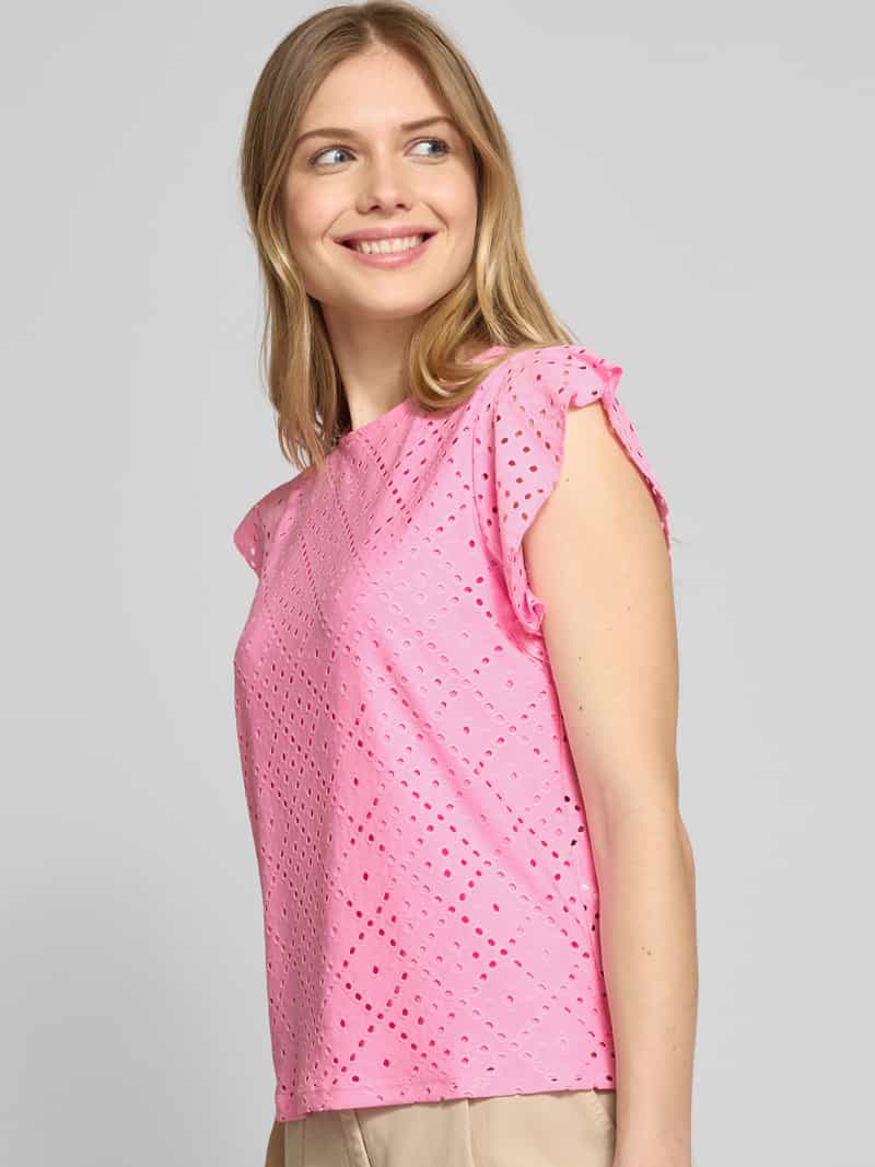 Vero Moda Regular fit T-shirt met ajourpatroon model 'TASSA'