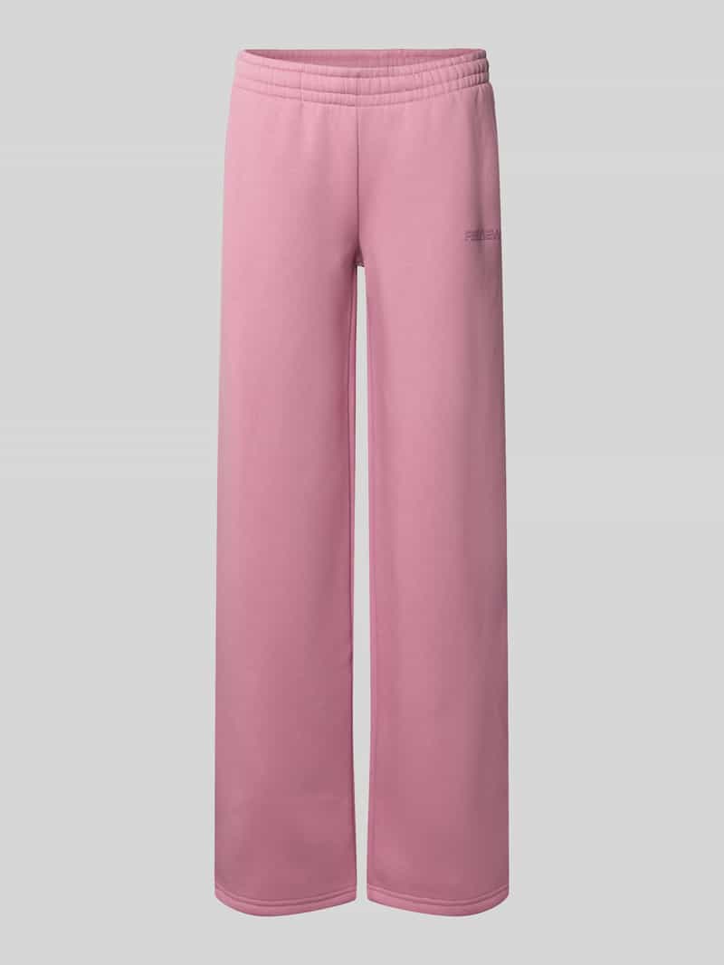 straight fit sweatpants van katoenmix met labeldetail