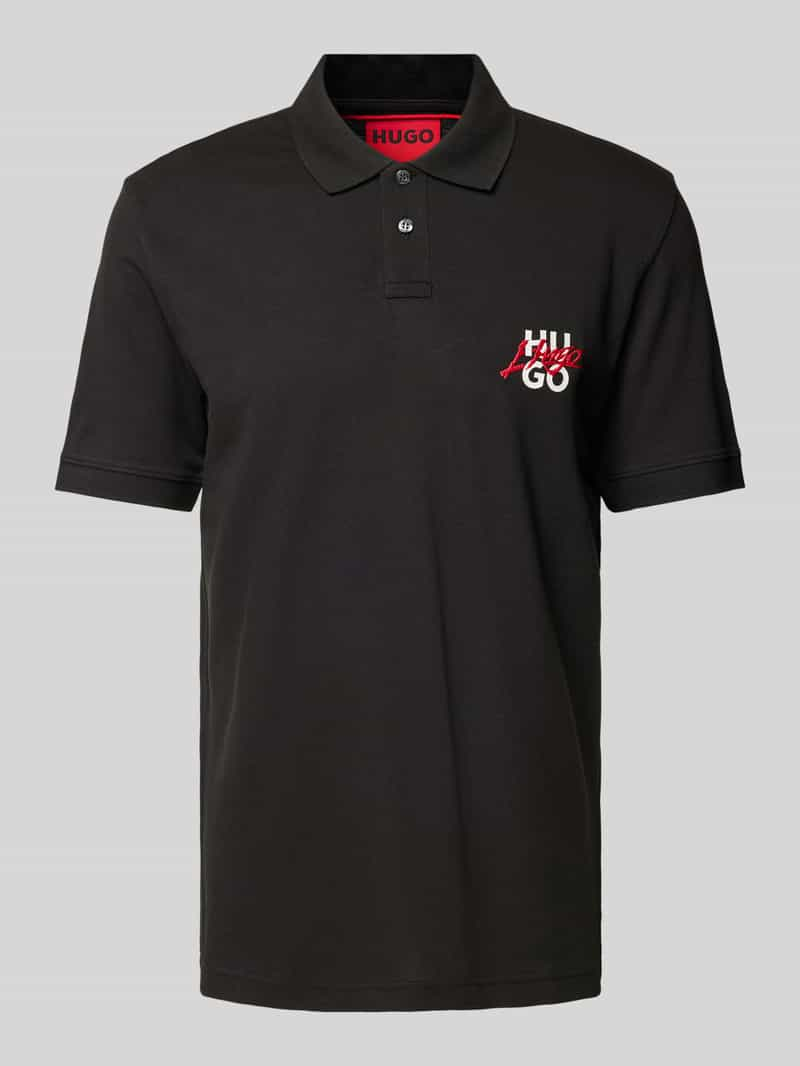 HUGO Regular fit poloshirt met labelprint en -stitching