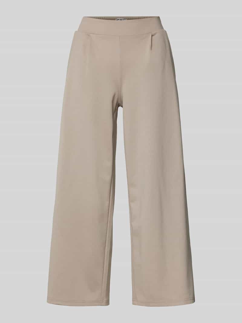Ichi Wide leg stoffen broek met bandplooien model 'Kate'