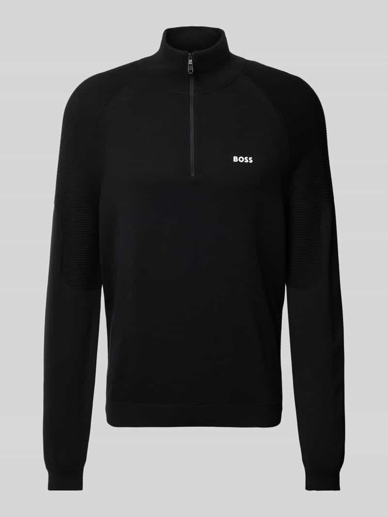 BOSS Green Gebreide pullover met labelprint, model 'Perform-Max'