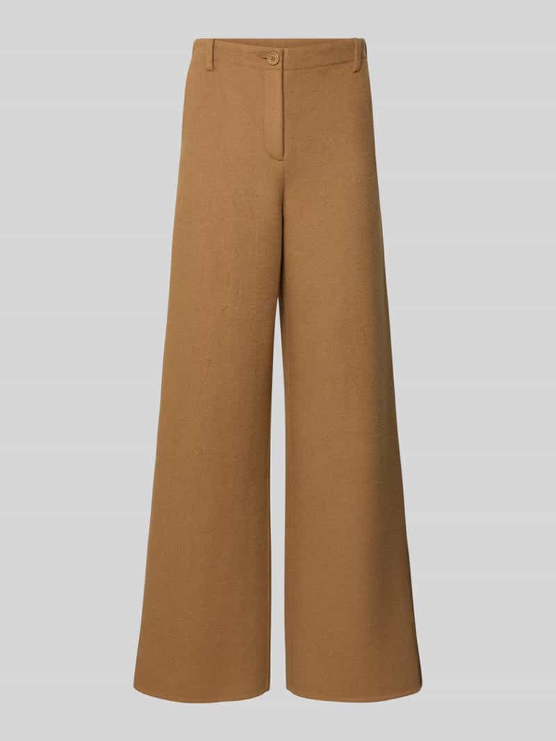 Style Icon Collection Uitlopende wide leg broek van wolmix curated by Maja Weyhe