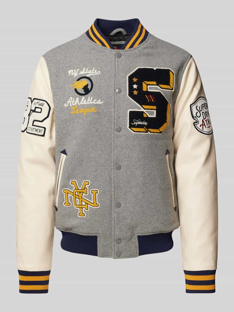 Superdry Collegejack van wolmix met opstaande kraag