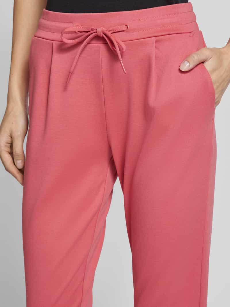 Ichi Slim fit bandplooibroek met elastische band model 'KATE'