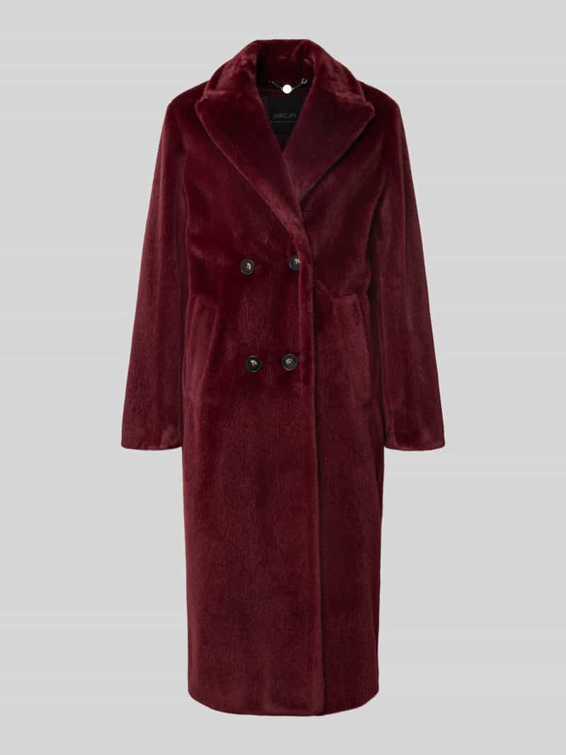 Marc Cain Regular fit lange jas van teddybont in maxilengte