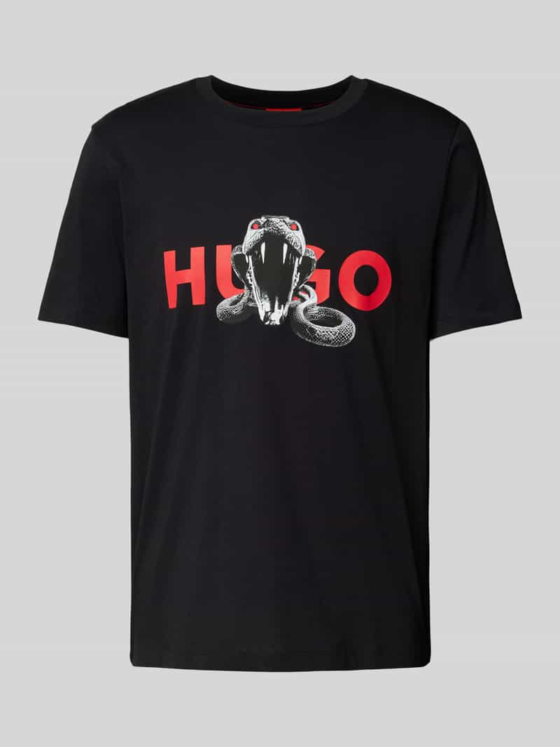 HUGO T-shirt met labelprint, model 'Deyladec'