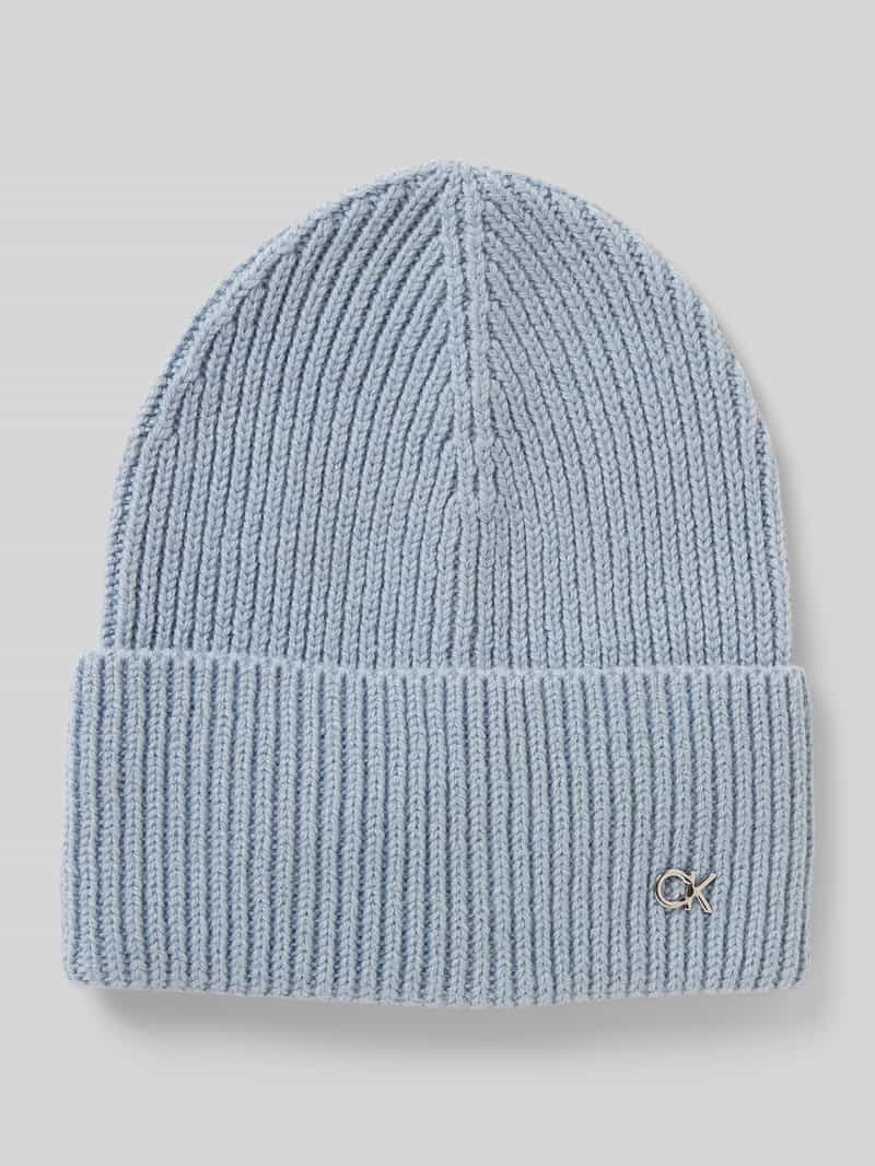 CK Calvin Klein Beanie van een mix van wol en kasjmier met labelapplicatie
