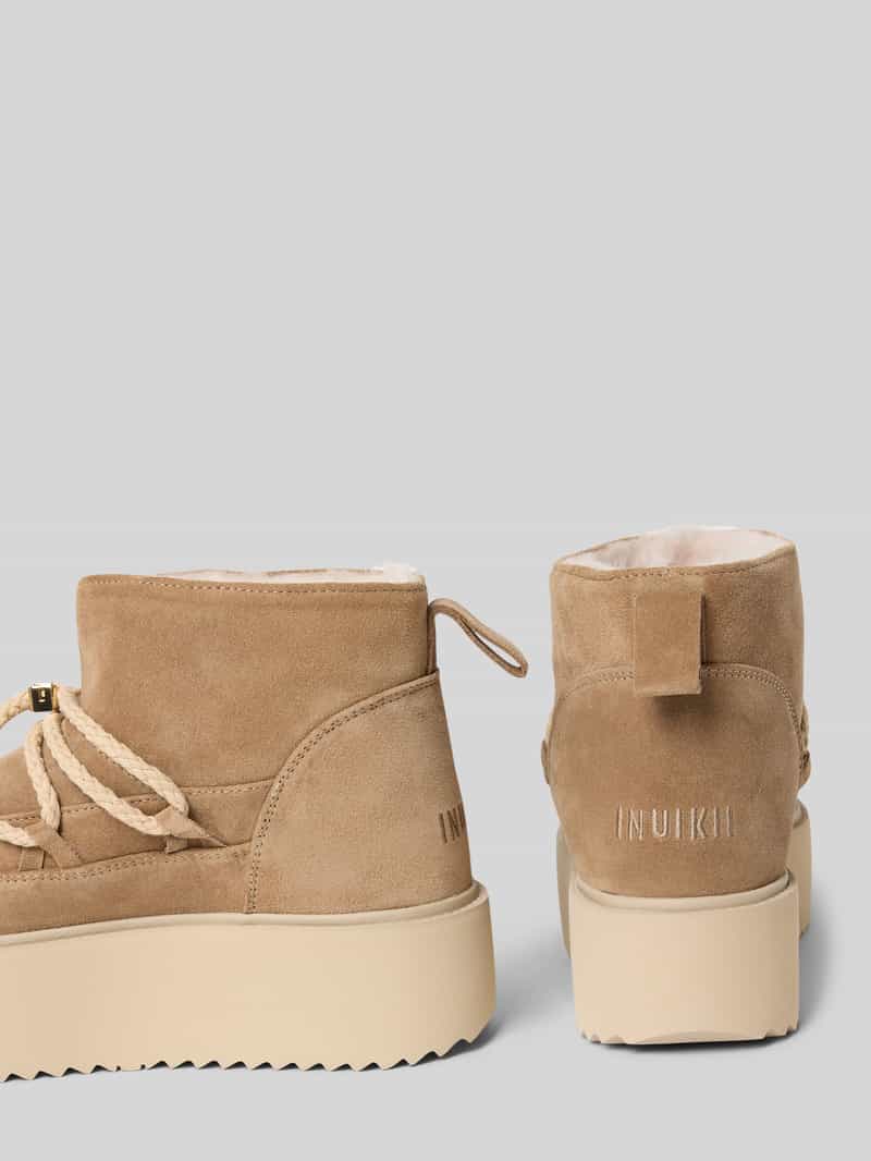 INUIKII Snowboots van leer met plateauzool