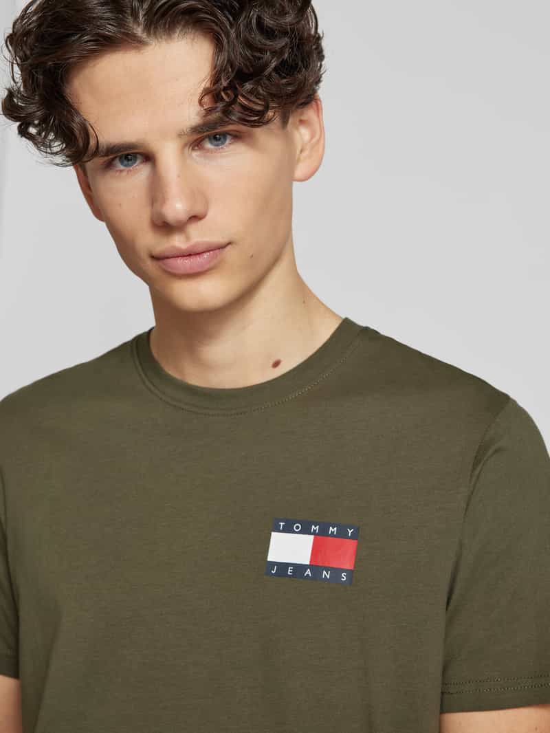 Tommy Jeans Slim fit T-shirt met labelprint model 'ESSENTIAL'