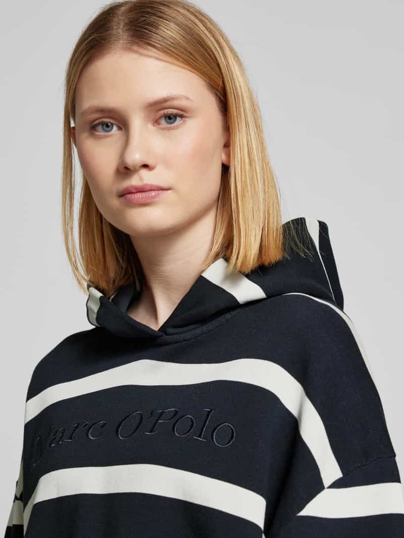 Marc O'Polo Relaxed fit hoodie van puur katoen met streepmotief
