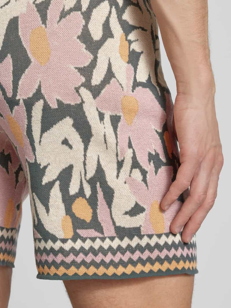 Only & Sons Korte regular fit jacquard broek met bloemenmotief model 'DUKE'