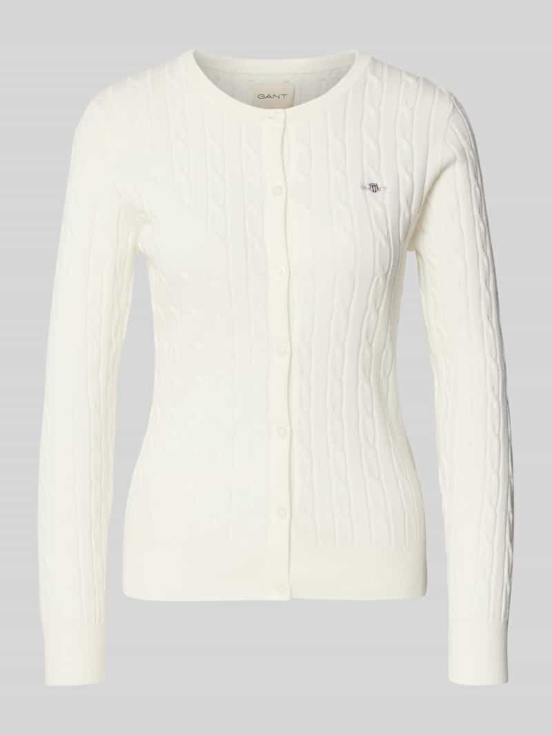 Gant Gebreid jack met kabelpatroon en labelstitching