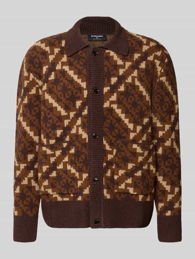 Loose fit gebreid jack van katoenmix met wol model 'Bosse'