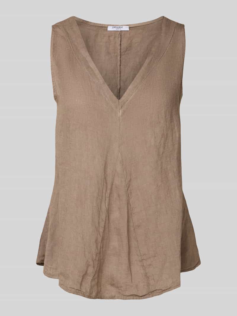ZABAIONE Regular fit linnen blousetop met V-hals model 'Lu44cia'