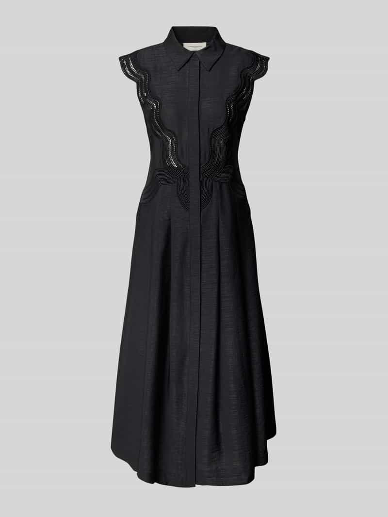 Copenhagen Muse Midi-jurk van viscosemix met broderie anglaise model 'COLE'