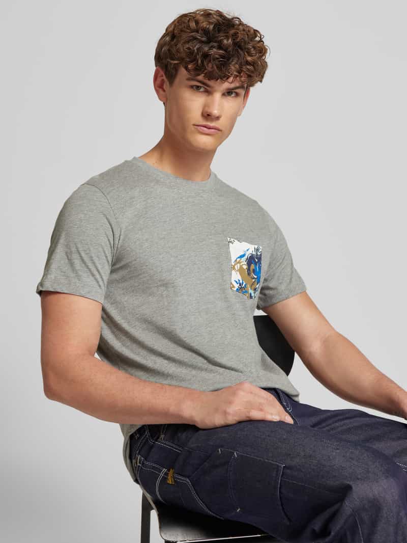 Blend T-shirt met geribde ronde hals model 'BHJEM'