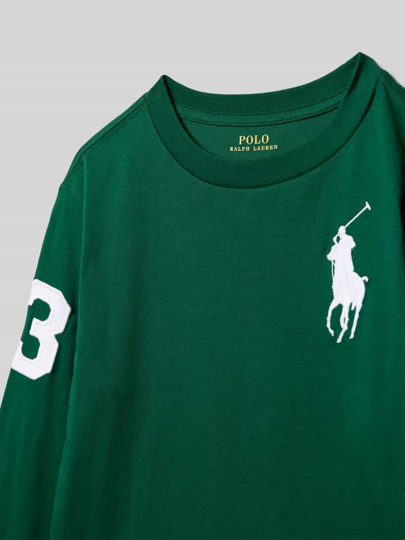 Polo Ralph Lauren Teens Shirt met lange mouwen labelstitching en ronde hals