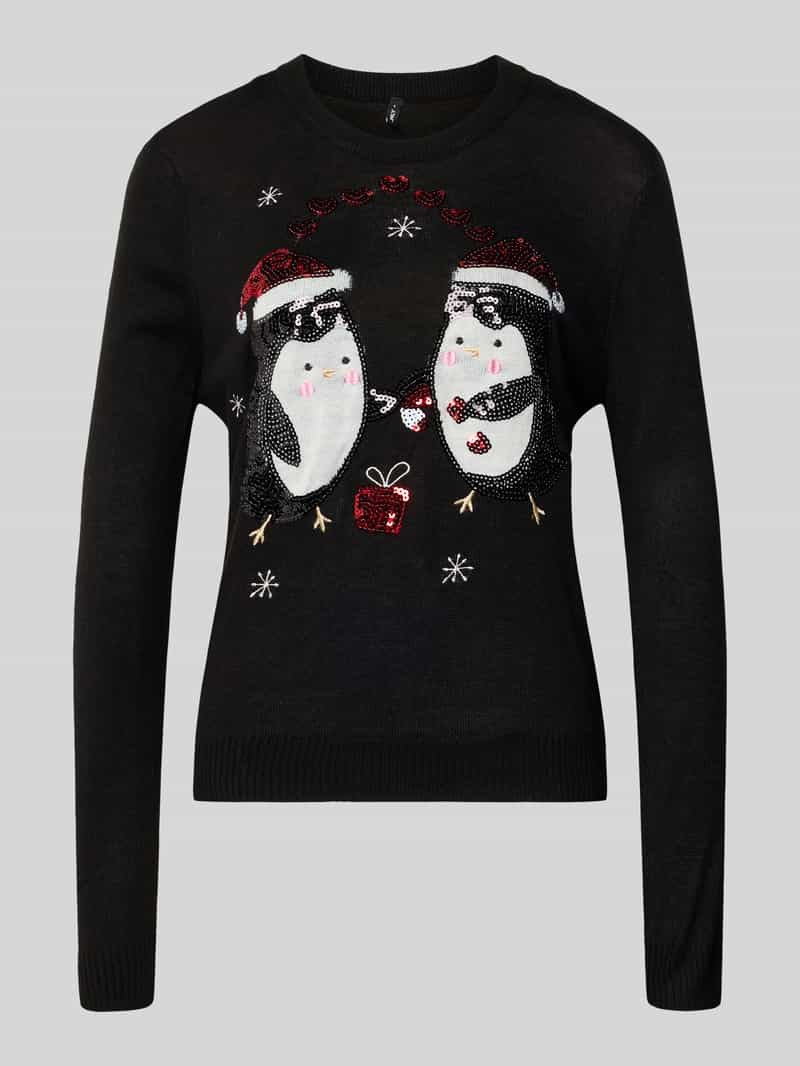 Only Regular fit kersttrui met paillettenmotief model ''XMAS SHINE'