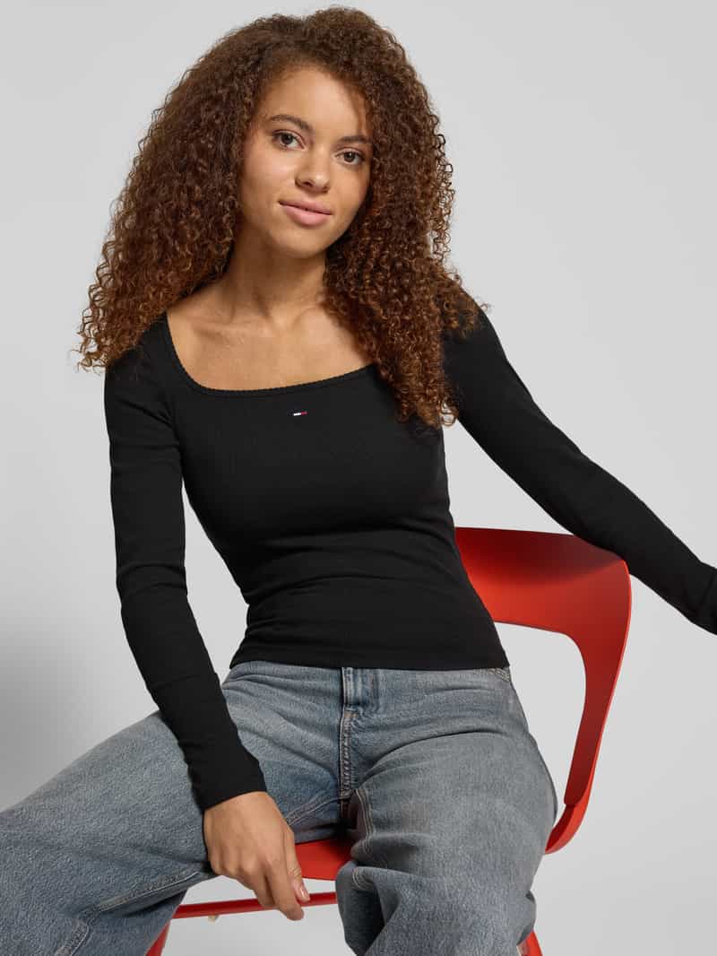 Tommy Jeans Slim fit shirt met lange mouwen van katoenmix