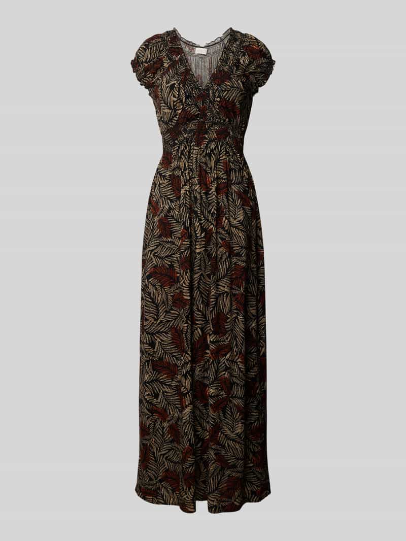 Apricot Maxi-jurk van viscose met V-hals
