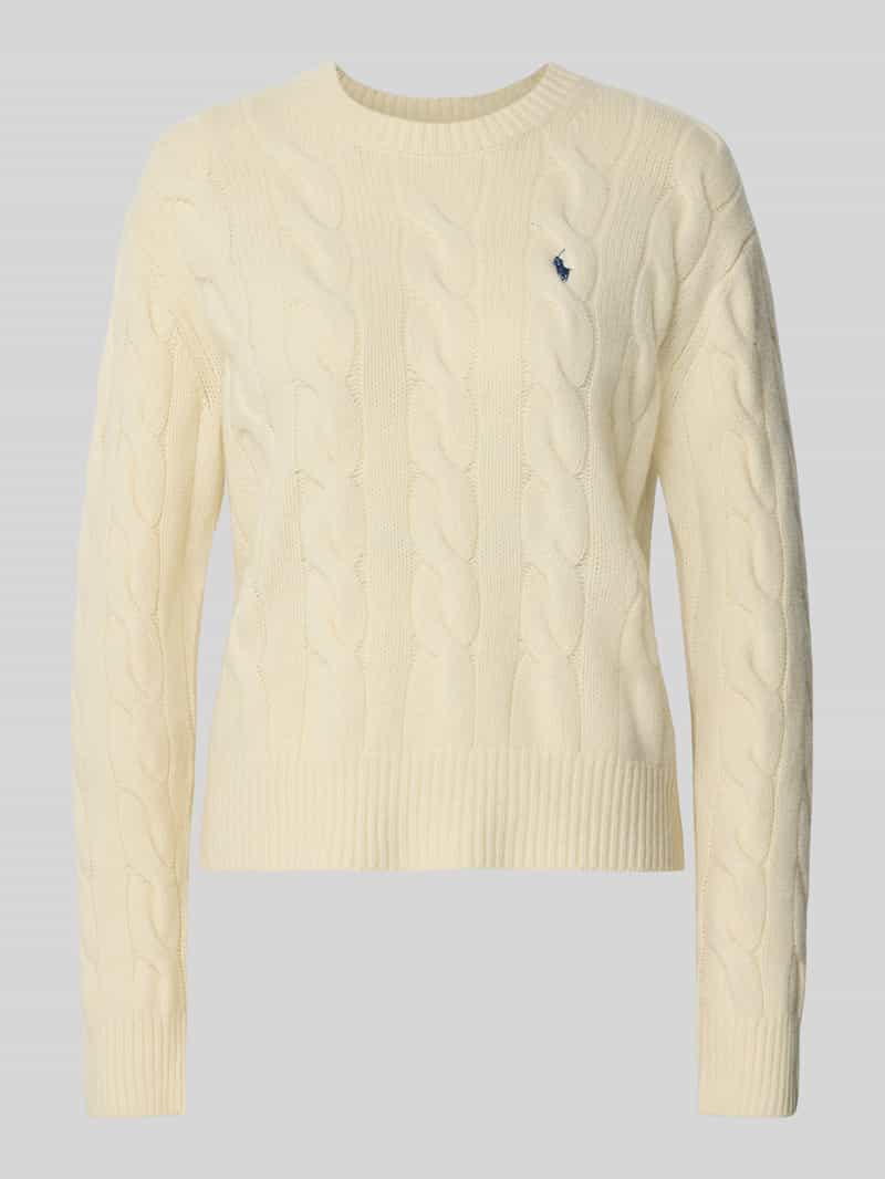 Polo Ralph Lauren Gebreide pullover met kabelpatroon en ronde hals