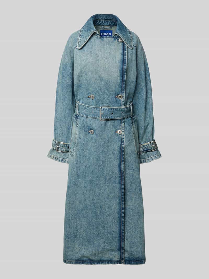 Hugo Blue Relaxed fit trenchcoat van puur katoen