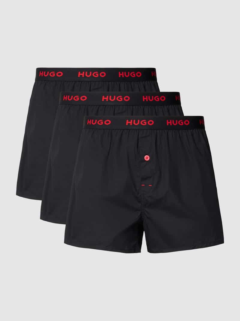 HUGO Boxershort met label in band in een set van 3 stuks