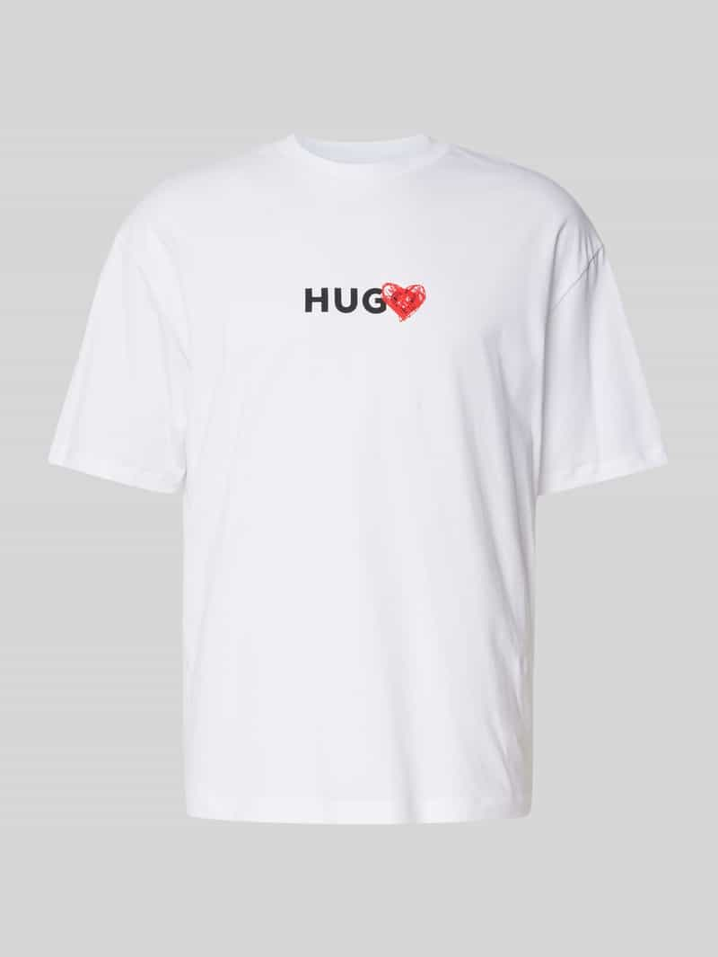 HUGO T-shirt met labelprint, model 'Dewdam'