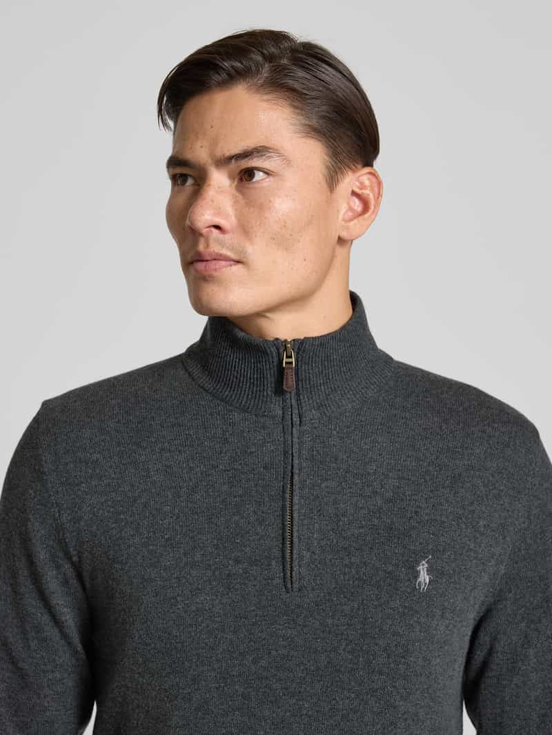 Polo Ralph Lauren Gebreide pullover van wol met opstaande kraag en ritssluiting
