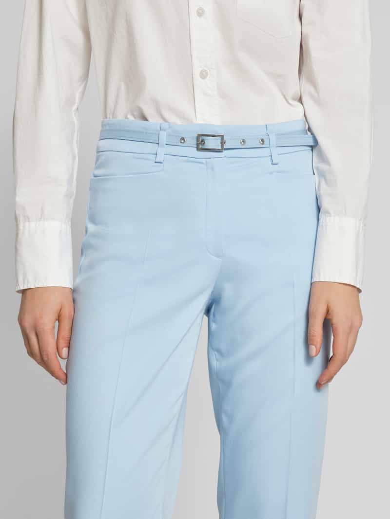 MORE & MORE Stoffen broek in effen design met riem