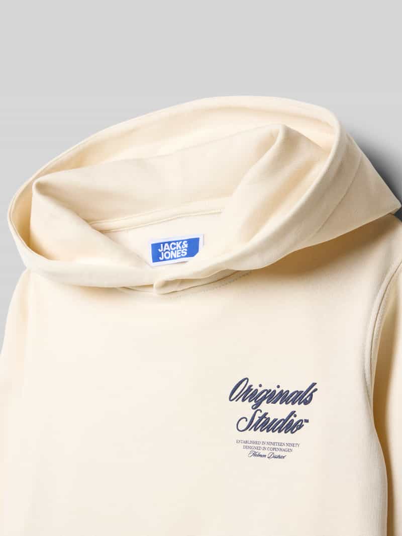 jack & jones Hoodie met labelprint en kangoeroezak